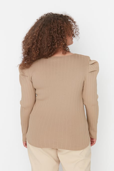 Trendyol Damers Ballongärm kroppsnära Rakt Plus Size Blus - Image 5