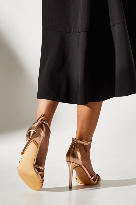Wide Fit Tilda Lattice Front High Heeled Sandals