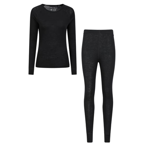Mountain Warehouse Womens/Ladies Merino Wool Base Layer Set (Black) - Image 1