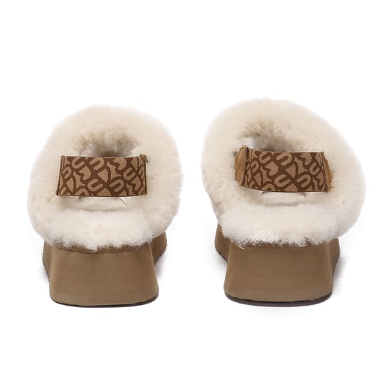 EVER AU Women Wagtail Removable Strap Platform Slippers - Chestnut