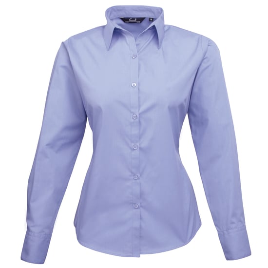 Premier Dames/Dames Popeline Blouse met Lange Mouwen (Middenblauw) - Image 1