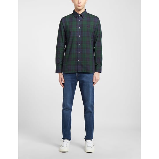 Men's Tommy Hilfiger Black Tartan Long Sleeve Shirt in navy green