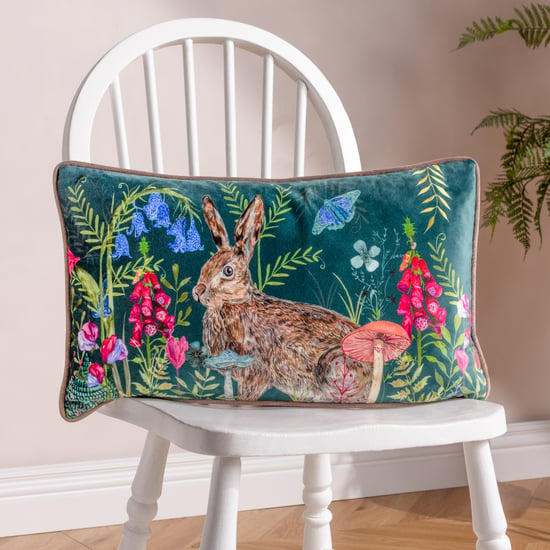 Wylder Nature Willow Rabbit Piped Velvet Cushion Cover