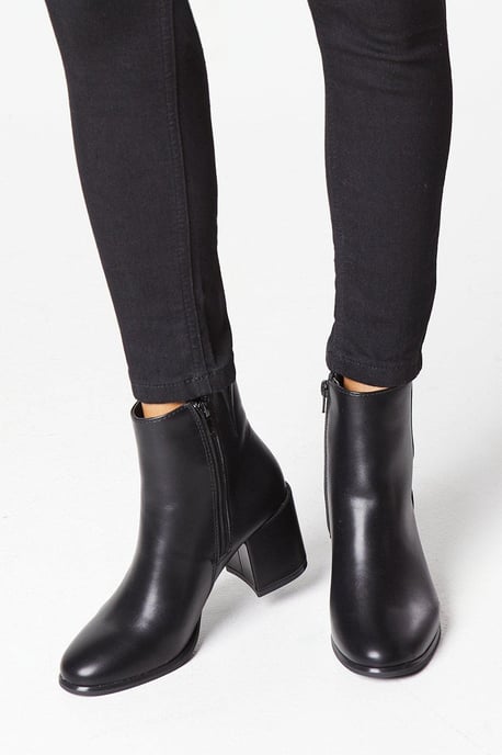 Morgan Round Toe Medium Block Heel Ankle Boots