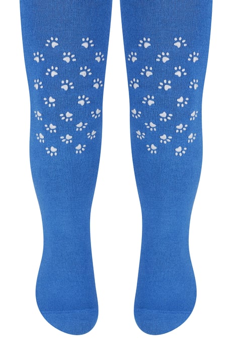 Steven - Baby Cotton Tights with Anti-Slip Grips - Paws (Royal Blue) - Image 1