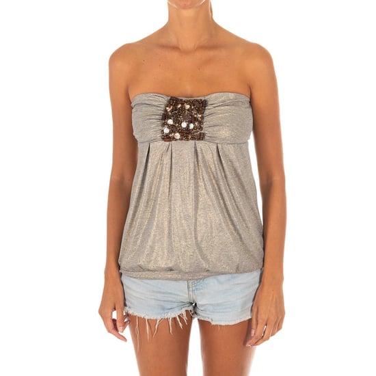 Women's Sleeveless T-shirt with wide knit top effect 10DMT0084
