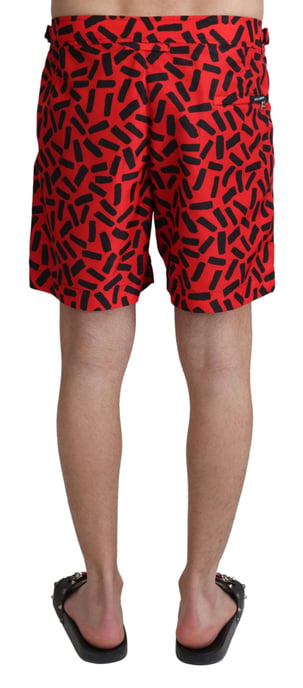 Dolce & Gabbana Herrars Röda Mönstrade Badshorts - Image 3