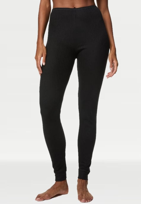 M & S Womens 2 Pack Thermal Pointelle Leggings In Black - Image 2