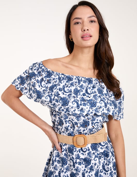 Bardot Broderie Mini Belted Dress