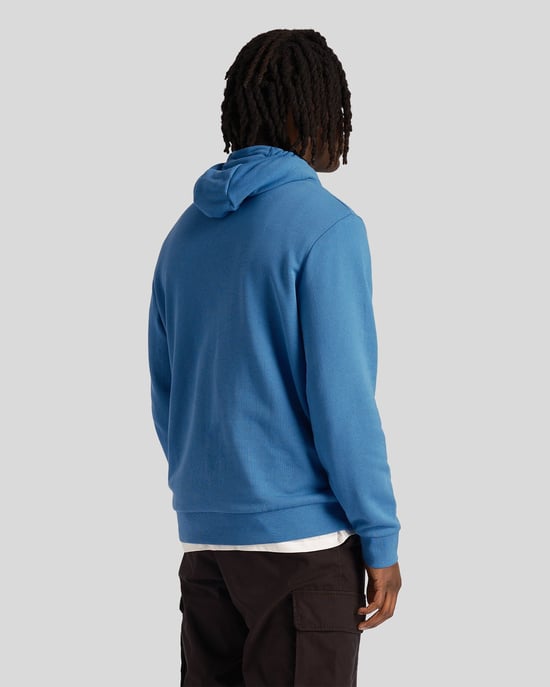 Loopback Broderad Hoodie för herrar i Blå - Image 3