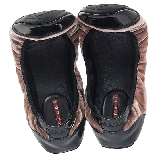 Prada Sport Patent Leather Cap Toe Ballet Flats in Brown Velvet - Image 3