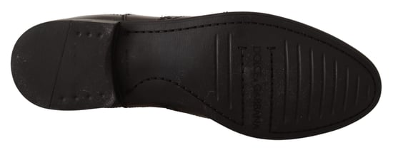 Dolce Gabbana Black Leather Ankle High Flat Boots