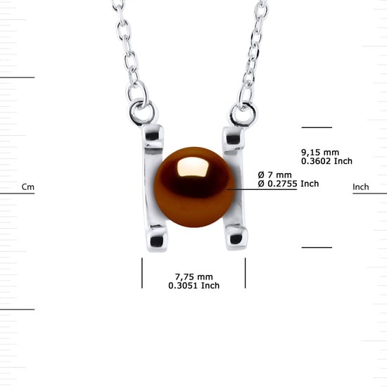 SYMBOL Necklace Freshwater Pearl 7-8mm Chocolate 925