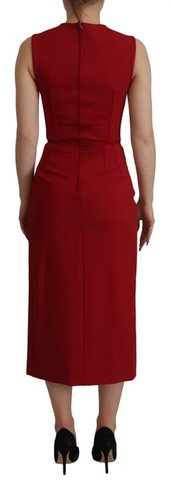 Dolce & Gabbana Rode Sweetheart Hals Bodycon Midi Damesjurk - Image 2