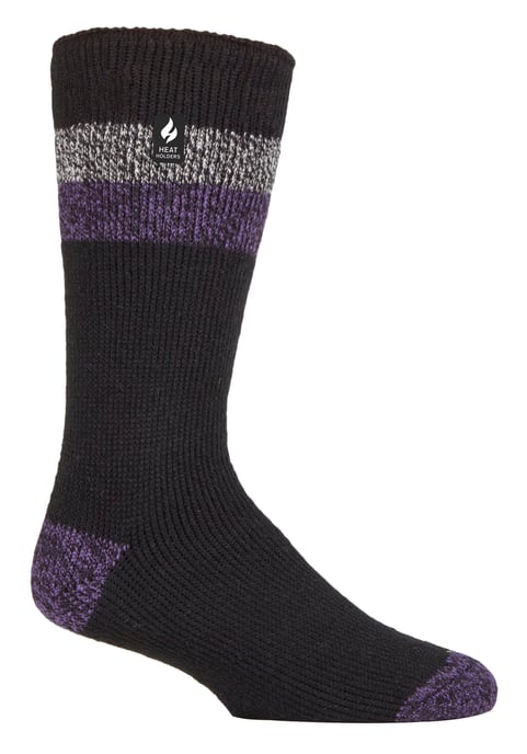 Värmehållare - Extra tjocka termosockor för herrar för vintern | Varma fluffiga fleeceisolerade strumpor | Gåvor till män - Svart / lila (Lindos) - Image 1