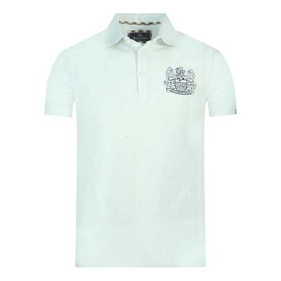 Aquascutum Aldis Crest Chest Logo White Polo Shirt - Image 1