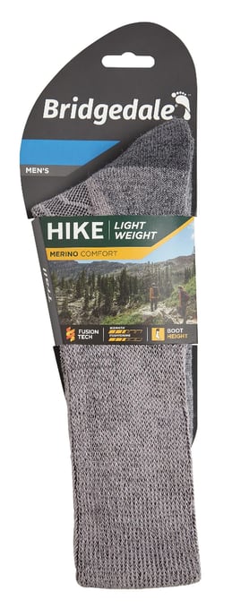 Bridgedale - Mens Hiking Lightweight Merino Wool Socks - Grey - Image 2