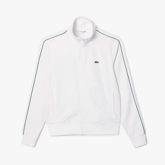 Men's Lacoste Paris Piqué Zip Front Track Jacket in Cream