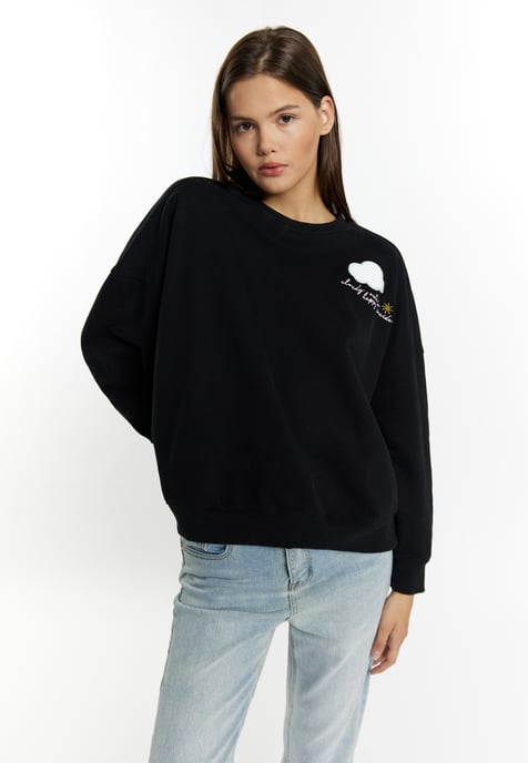Mymo Sweatshirt met applicatie Dames zwart - Image 3