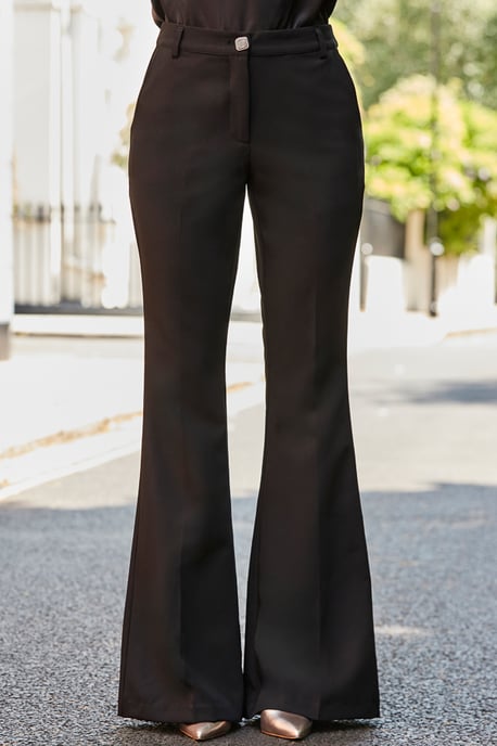 flared dress trousers Alloy Apparel Tall High Waist Flare Dress Pants for Women in Black Size XL