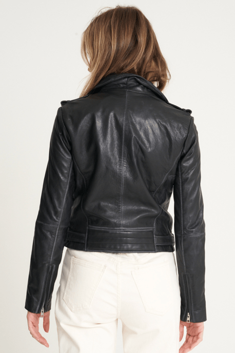 Barneys Originals Tall Beppe Washed Leather Biker Jacket