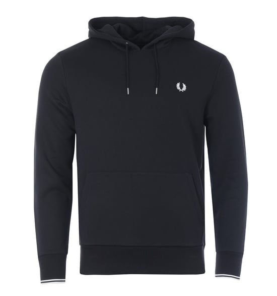 Men's Fred Perry Tipped Hooded Sweatshirt in Black - Image 1