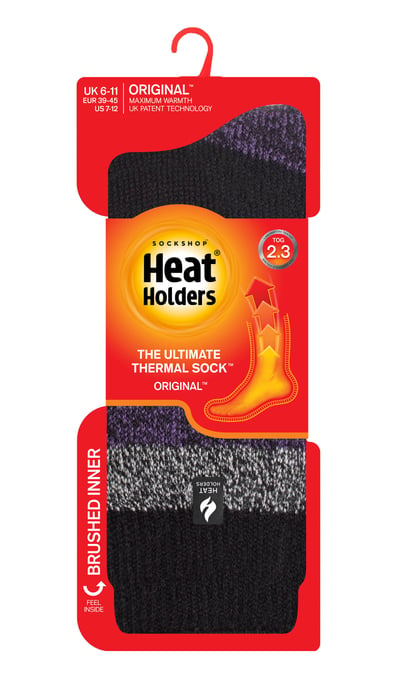 Värmehållare - Extra tjocka termosockor för herrar för vintern | Varma fluffiga fleeceisolerade strumpor | Gåvor till män - Svart / lila (Lindos) - Image 2