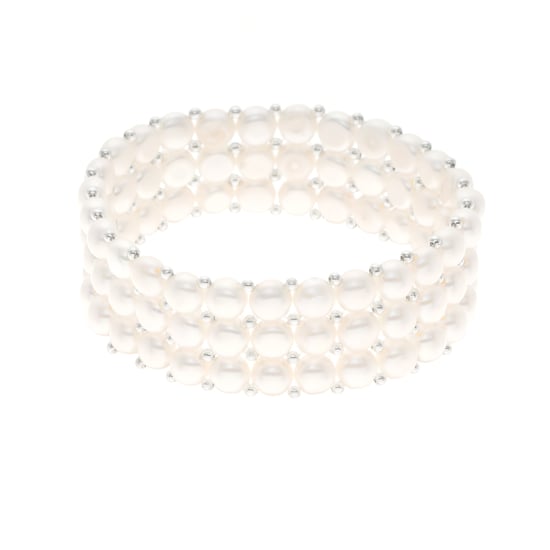 Bracelet 3 Rows of Real Freshwater Pearls - 4 mm