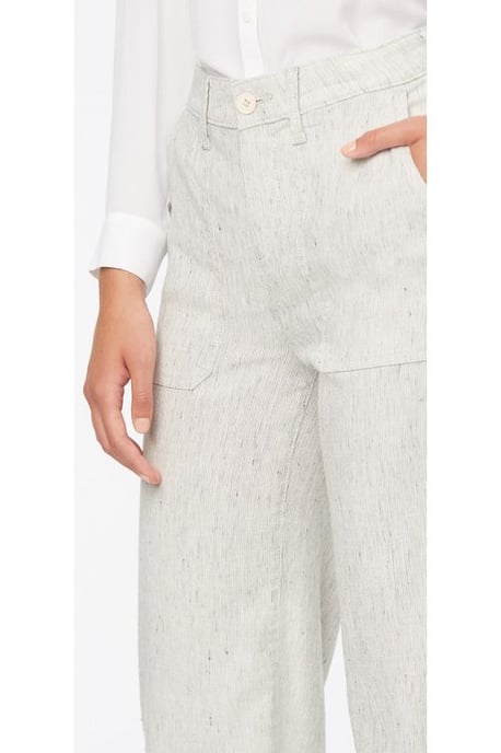 Wide Leg Ankle Trouser Striped Stretch Linen