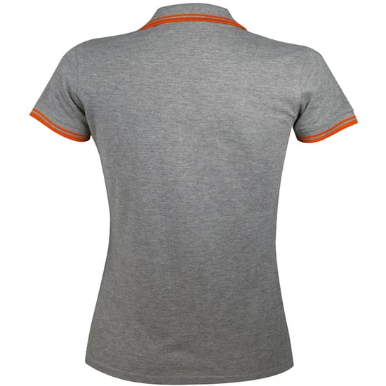 SOLS Dames/dames Pasadena getipt korte mouw Pique Polo Shirt (Grijze mergel/oranje) - Image 2