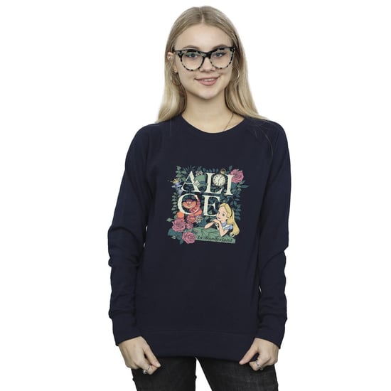 Disney Womens/Ladies Alice In Wonderland Leafy Garden Sweatshirt (Navy Blue)