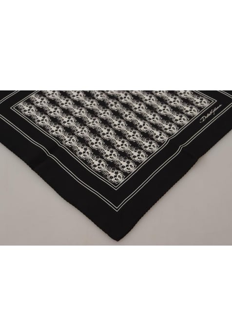 Dolce & Gabbana Men's Black Printed Square Handkerchief Scarf