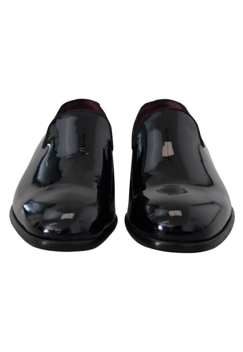 Dolce & Gabbana Men's Black Patent Slipper Loafers Slipon Shoes