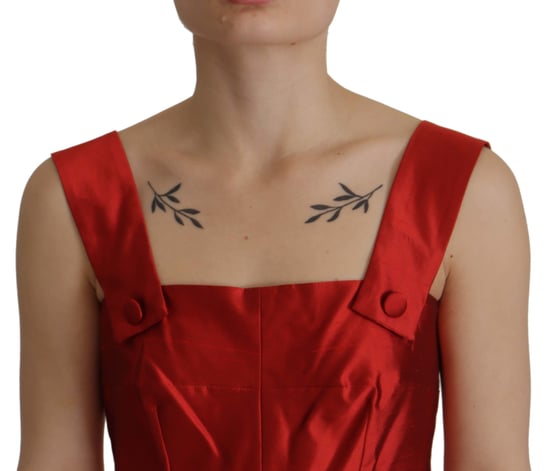 Dolce & Gabbana Röd A-linjeformad Plisserad Satin Silke Klänning för Kvinnor - Image 4