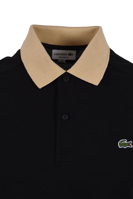 Men's Lacoste Regular Fit Colour-Block Polo Shirt in Black - Image 2