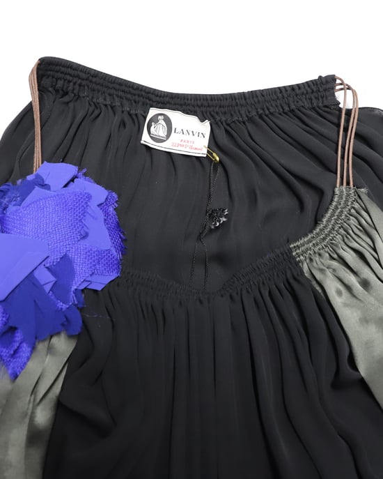 Lanvin Blomapplikation Aftonkjol i Svart Siden - Image 6