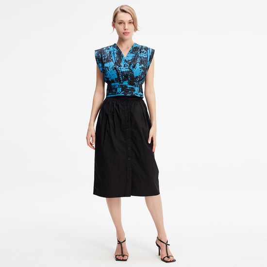 Buttoned straight skirt in cotton - Image 2
