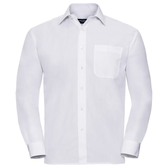 Russell Collection Heren Poplin Easy-Care Formeel Overhemd met Lange Mouwen (Wit) - Image 1