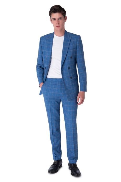 William Blue Check Double Breasted Suit
