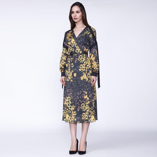 Bloemenprint wrap midi -jurk - Image 1