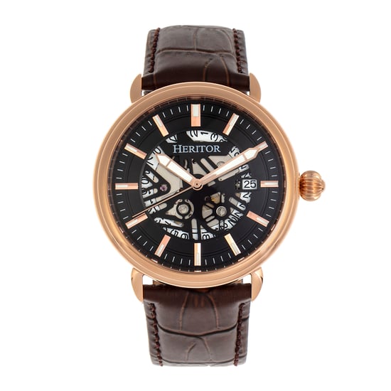 Heritor Automatic Mattias Leather-Band Watch w/Date - Image 1
