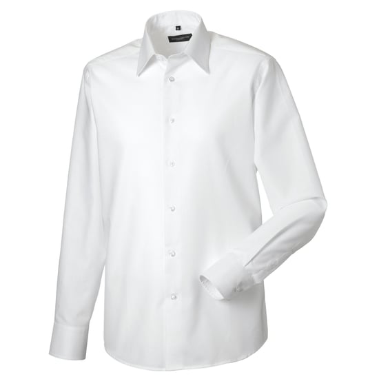 Russell Collection Mens Oxford Tailored Long-Sleeved Formal Shirt (White) - Image 1
