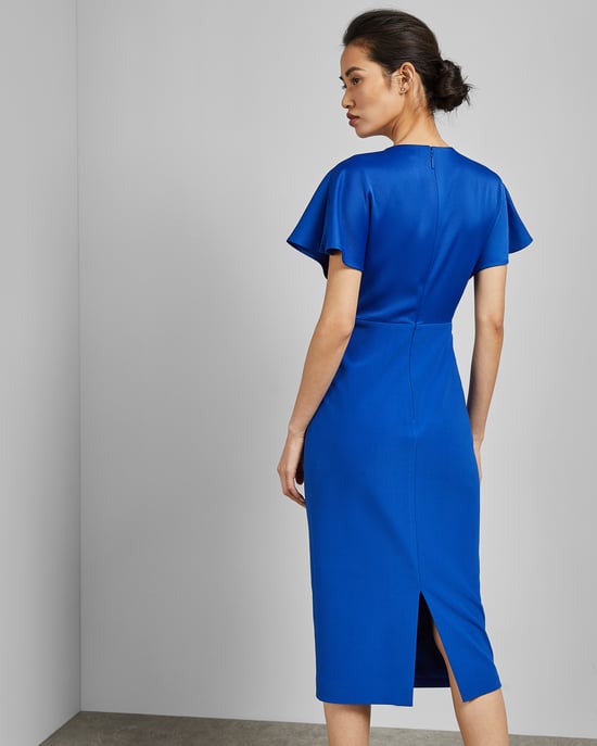 Ted Baker Ellame Wrap Over Full Sleeve Bodycon, Bright Blue