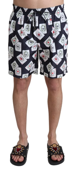 Dolce & Gabbana Herrar Svart Kortlek Tryck Badkläder Simshorts - Image 1