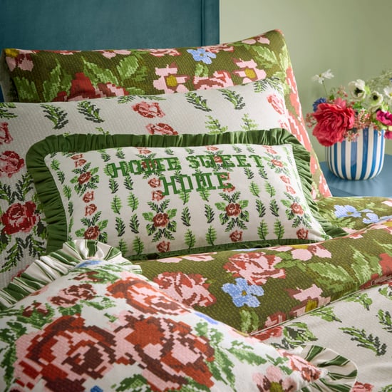 furn.  Feeoni Home Sweet Home Embroidered Cotton Cushion Cover - Image 5