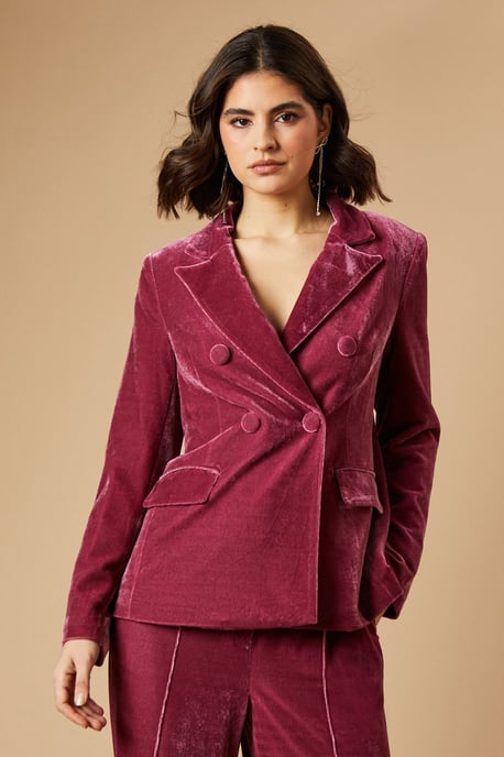 Velvet Double Breasted Blazer