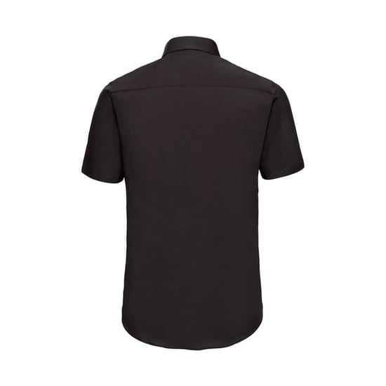 Russell Collection Mens Fitted Short-Sleeved Shirt (Black) - Image 2