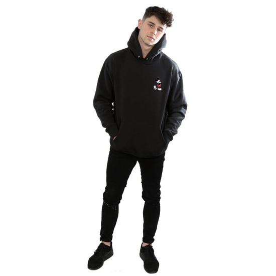 Disney Mens Mickey Mouse Kickin Retro Chest Hoodie (Black)