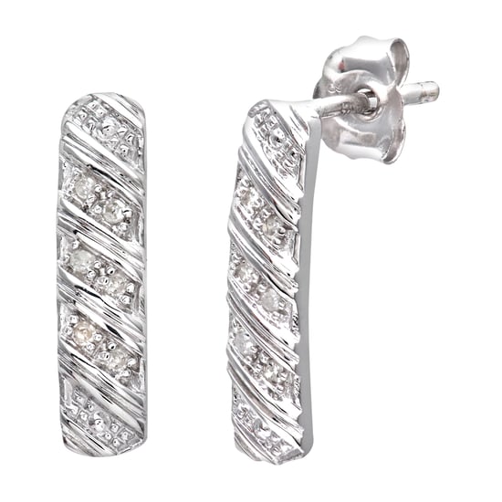9ct White Gold Ladies 5pt Diamond Earrings - Image 1