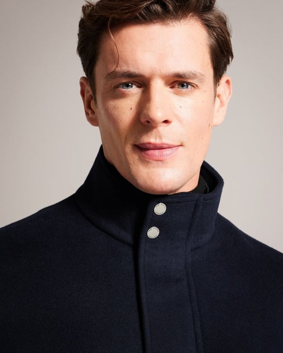 Ted Baker Ederson Mens Wool Blend Funnel Neck Coat - Image 3